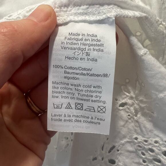 Madewell White Eyelet Keyhole Peplum Top - Picture 5 of 8